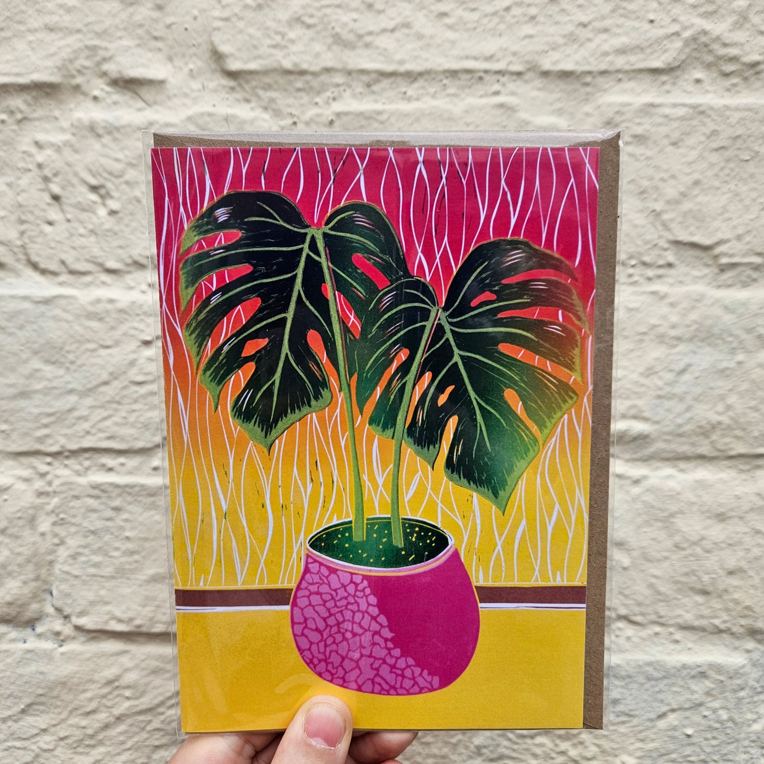 House plant linocut greeting cards by EJ Sparkles