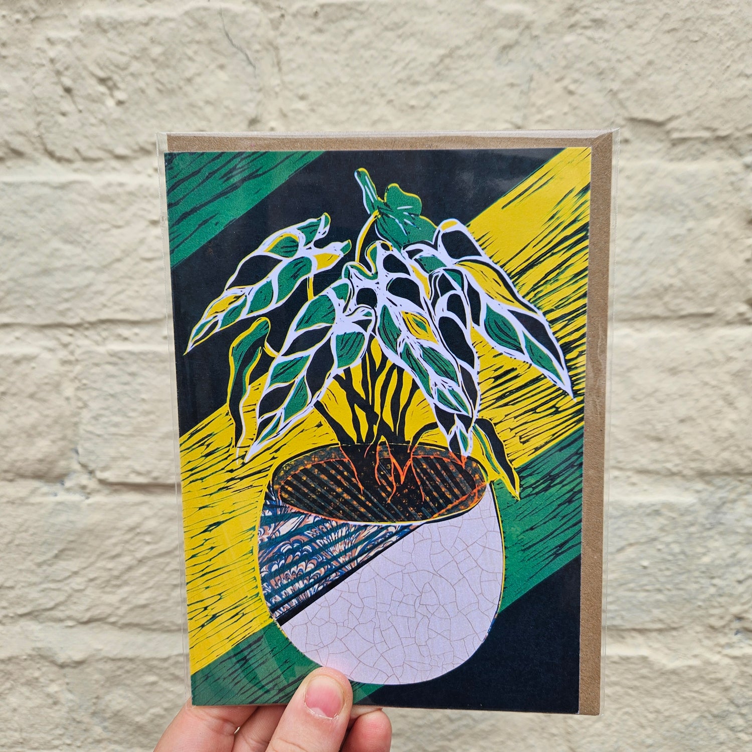 House plant linocut greeting cards by EJ Sparkles