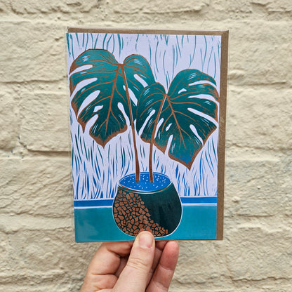 House plant linocut greeting cards by EJ Sparkles