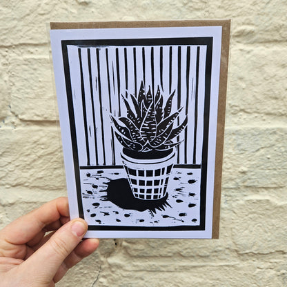 House plant linocut greeting cards by EJ Sparkles