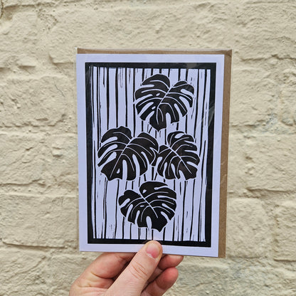 House plant linocut greeting cards by EJ Sparkles