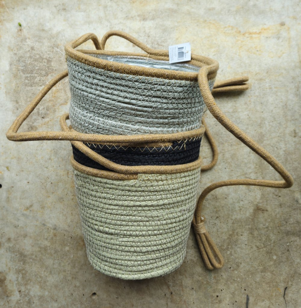 Rope hanging basket - 18cm - 3 colours available