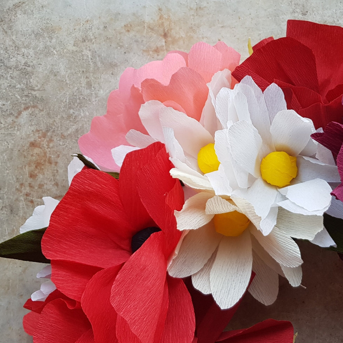 SALE Crepe paper flower Handmade Wreath