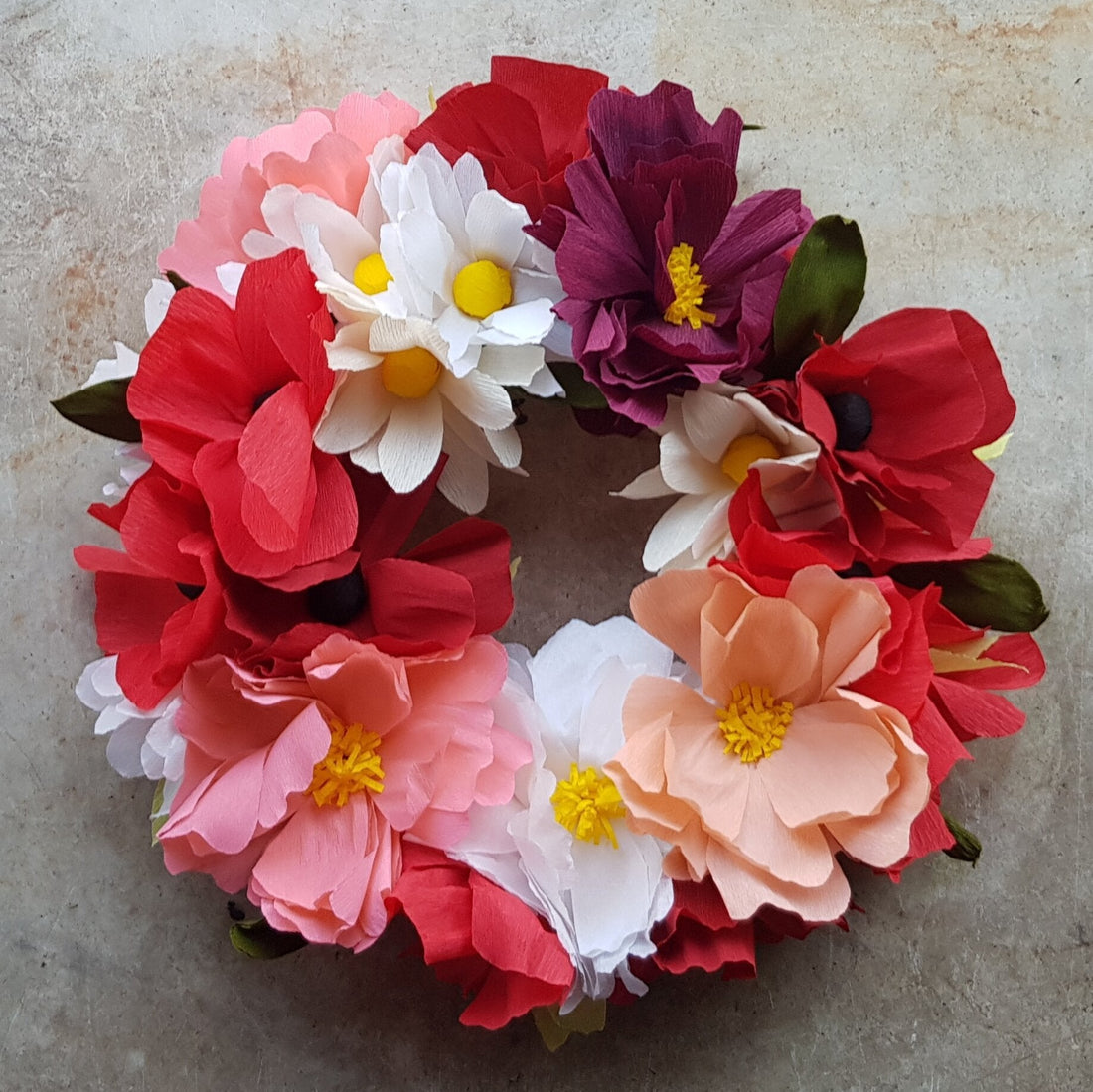 SALE Crepe paper flower Handmade Wreath