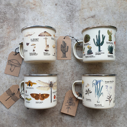 Enamel mugs with botanical illustrations (4 designs available)