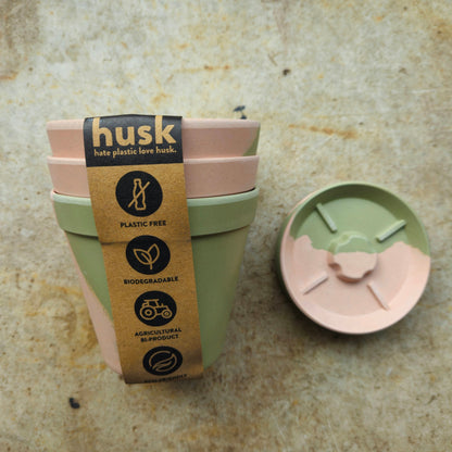 HUSK 10cm pots with drip tray (Pack of 3) -4 colours available