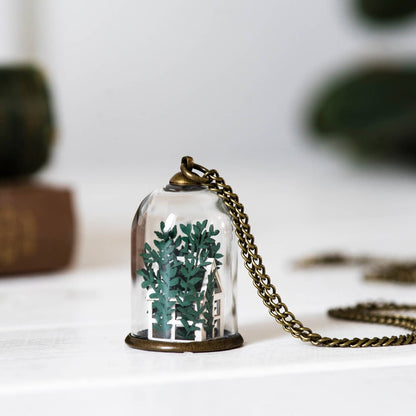 Paper Greenhouse Glass Bell Necklace by My Papercut Forest