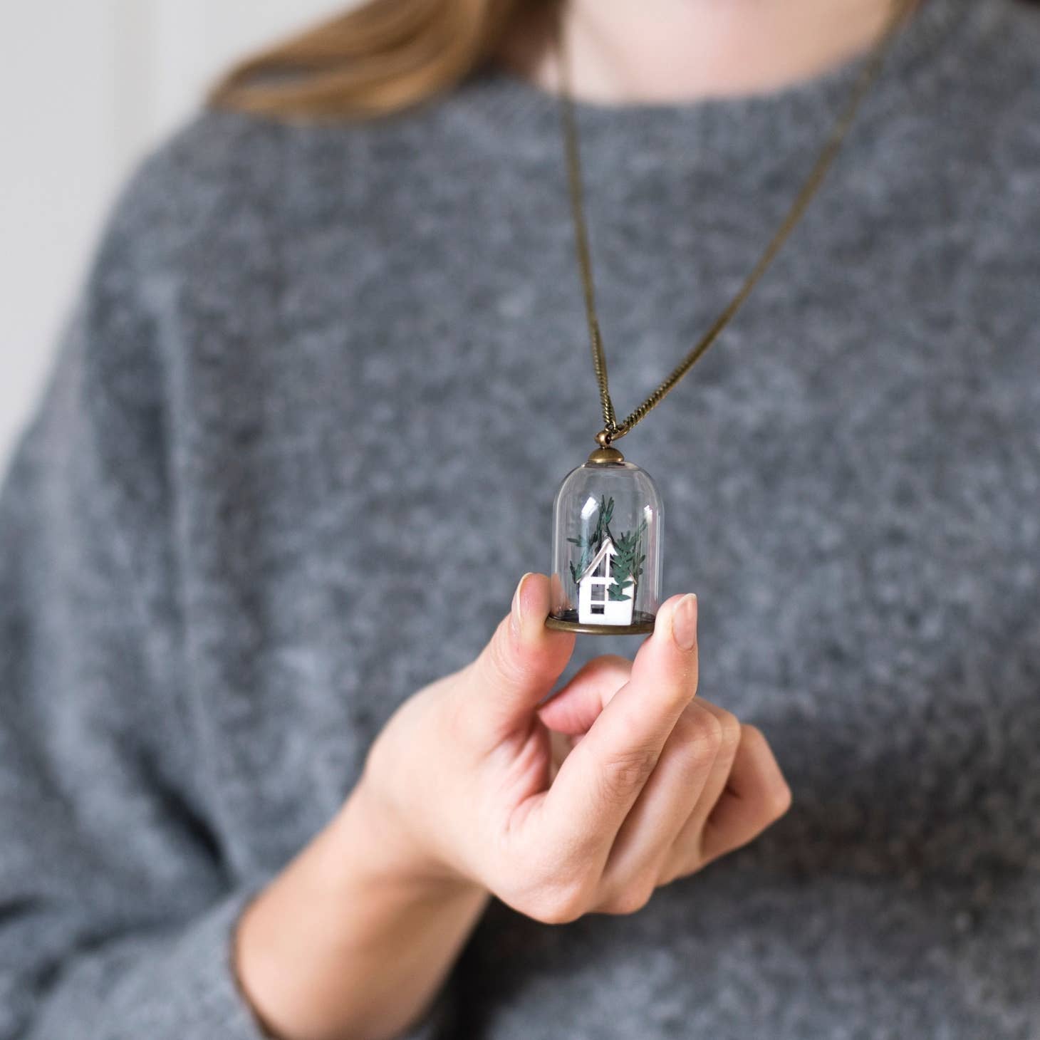 Paper Greenhouse Glass Bell Necklace by My Papercut Forest