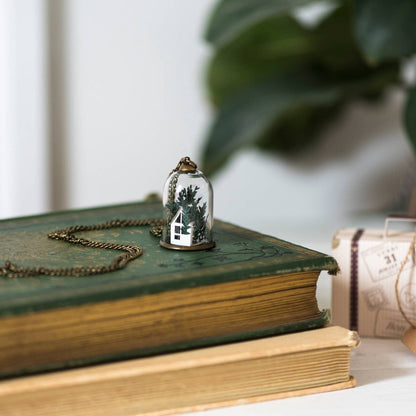 Paper Greenhouse Glass Bell Necklace by My Papercut Forest